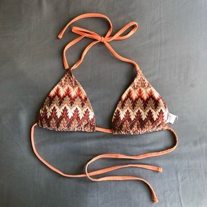 ⭐️ Forever 21 Coral Bohemian Print Triangle Bikini Top
